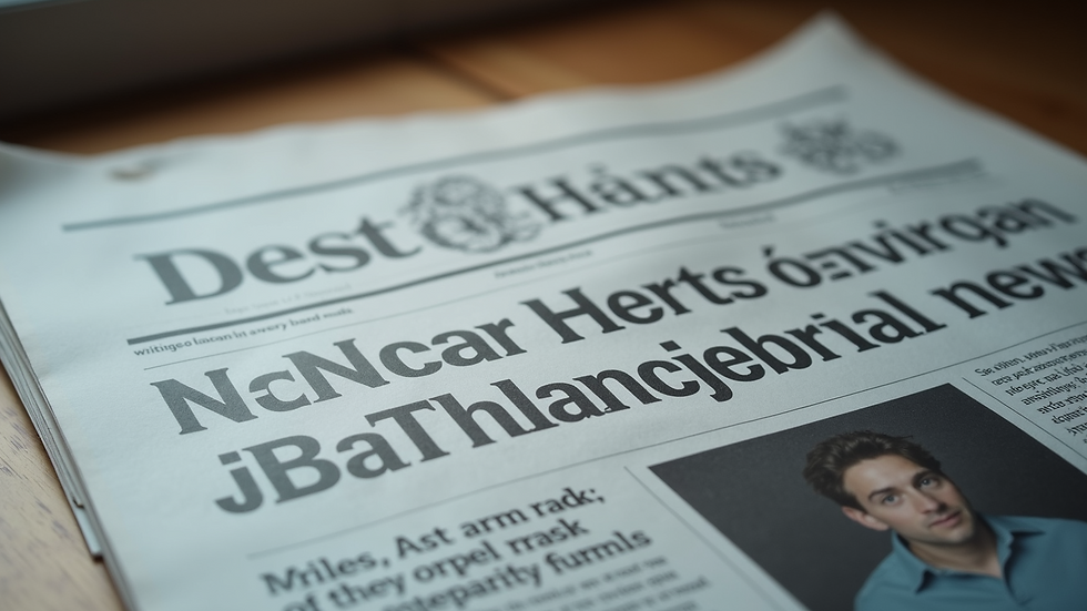 Close-up view of a newspaper with breaking news headlines