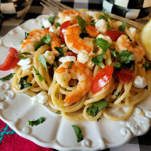 Pasta with Shrimp, Feta Cheese & Tomatoes