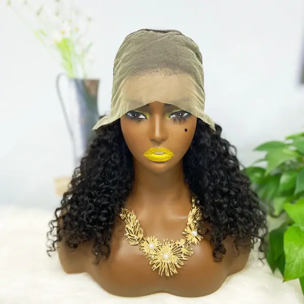 Thumbnail: 13*4 BOB Wig Water Wave Natural Human Hair Lace Wigs Color 1B 250% Density