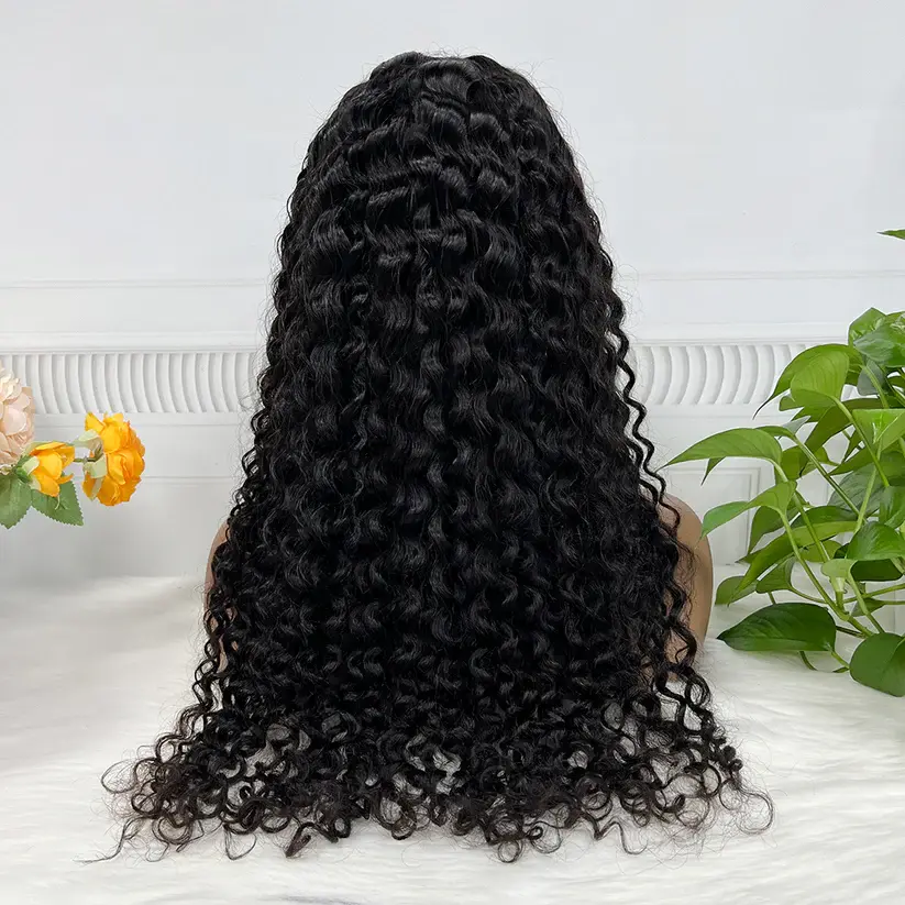 Thumbnail: 360 Lace Wig Water Wave Natural Virgin Human Hair Wigs 16 inch -36 inch 350% Den