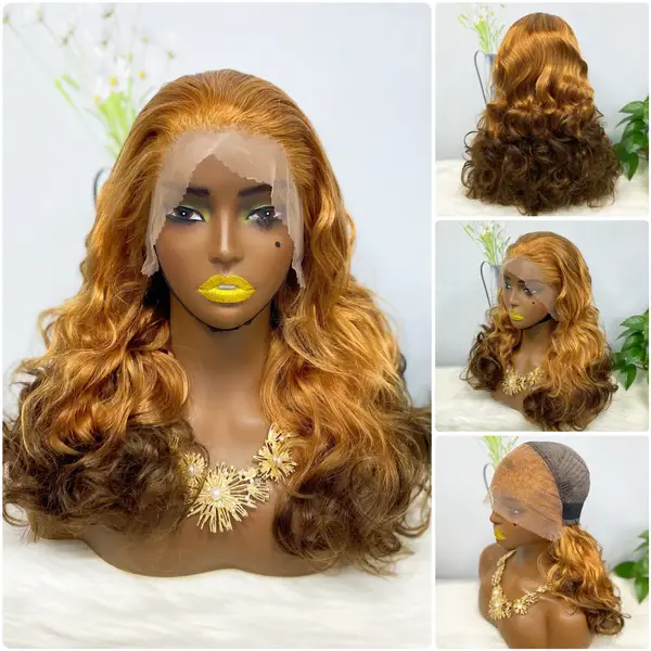 Thumbnail: Double Drawn 13*4 Lace Wig Loose Wave Natural Human Hair Lace Wig Color P4/27# 