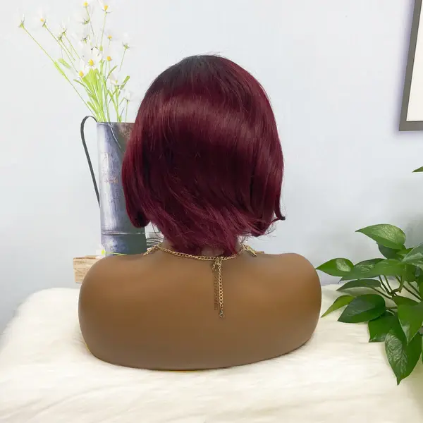 Thumbnail: 13*4 Lace Wig Pixie Cut Natural Virgin Human Hair Lace Wigs Color T1B/99J