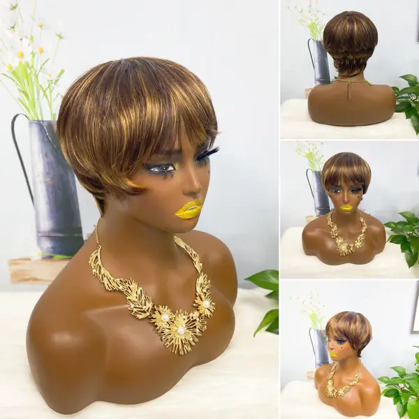 Thumbnail: Machine Human Hair Wig Natural Hair Wig 510 Color 350#