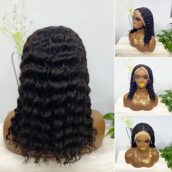 Thumbnail: 13*4 BoB Wig Jerry Curl Wigs Color NC 250% Density