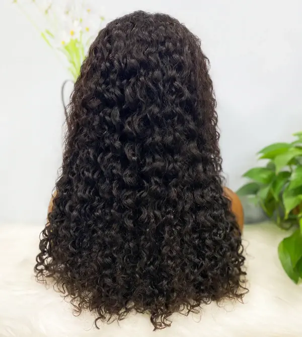 Thumbnail: 13*4 BOB Wig Water Wave Natural Human Hair Lace Wigs Color 1B 250% Density