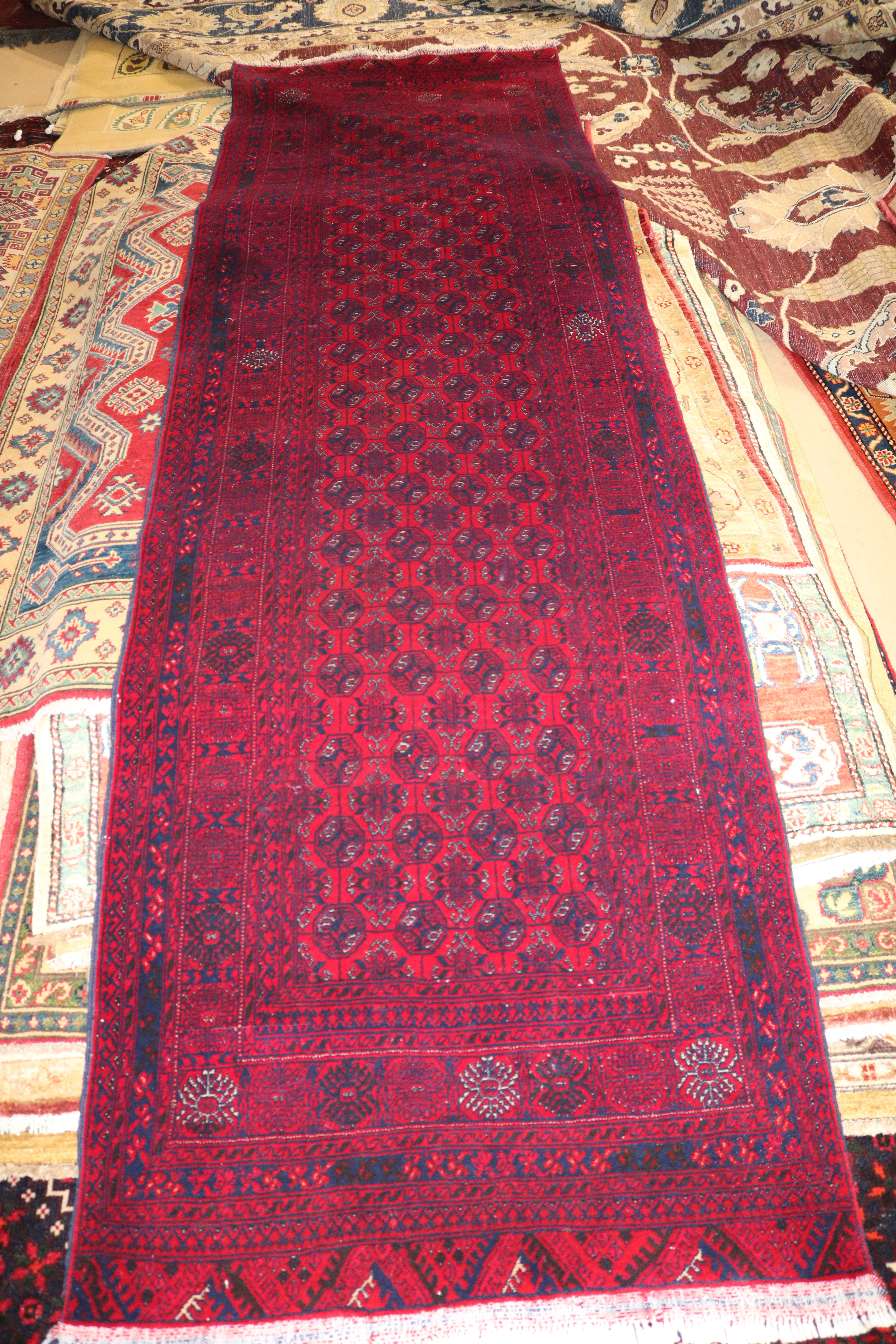 Red long Afghan classic runner carpet