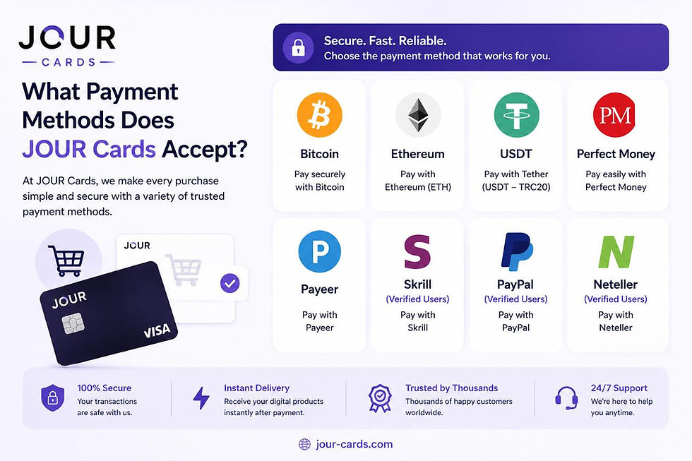 What Payment Methods Does Jour Cards Accept , Jour Cards payment methods