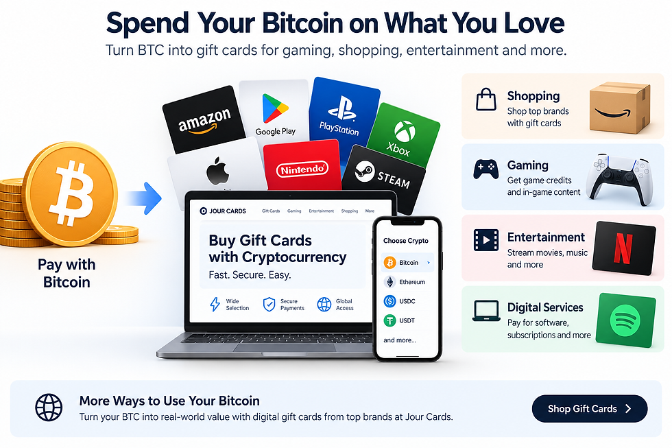 Buy gift cards with Bitcoin for shopping gaming entertainment and digital services