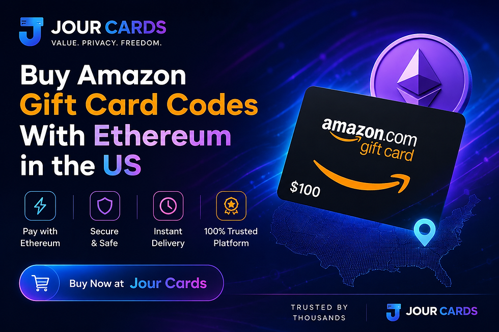 Buy Amazon gift card codes with Ethereum in the US at Jour Cards