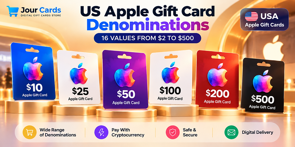 US Apple Gift Card denominations available on Jour Cards