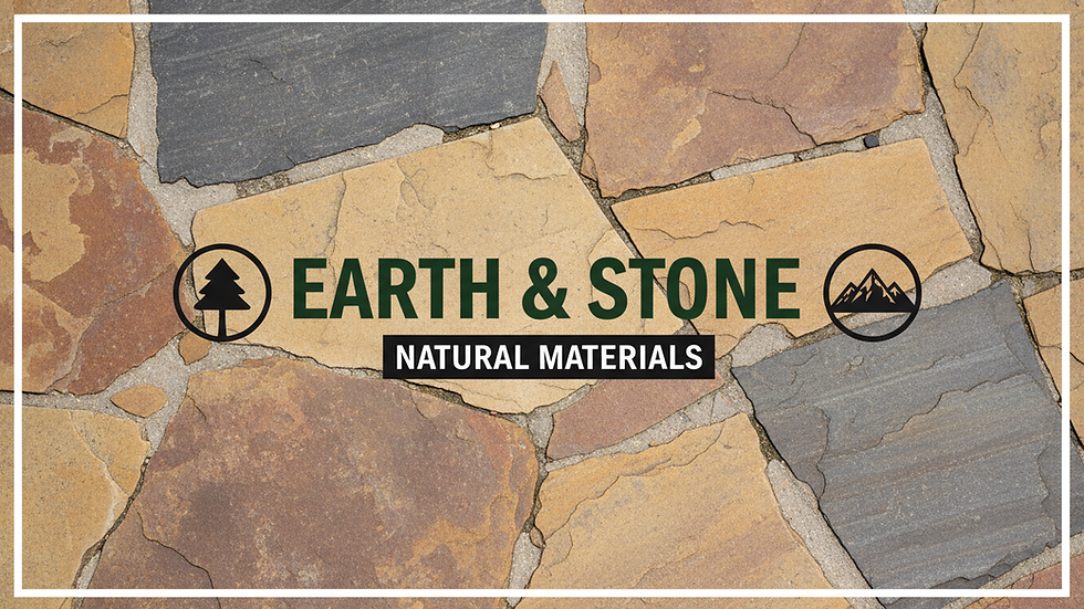 Eye-level view of natural stone floor with mixed earth tone colors