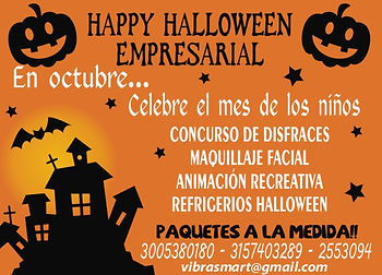 Organización fiesta de halloween. Contamos con recreadores, shows, refrigerios, sitios , transporte y toda la logística necesaria para el evento.