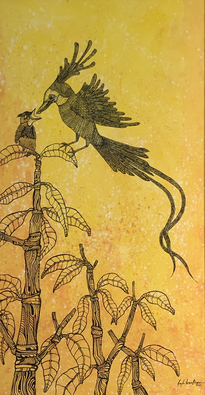 Obra de Arte: Pássaros, do artista Carlos Sergio Borges. Quadro. Tela.