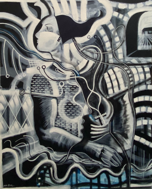 Obra de Arte: A menina e a janela, do artista Jayr Peny. Quadro. Tela.