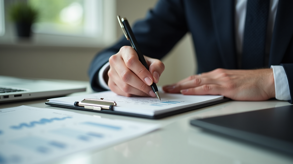 Close-up view of a person writing a budget on a notepad