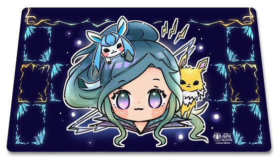 Chibi Lexi Jolteon and Glaceon Custom Flesh and Blood Playmat Pokemon