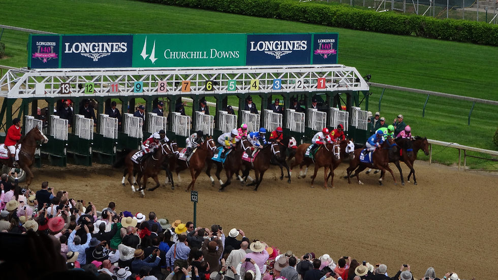 Derby horses taking off to race.