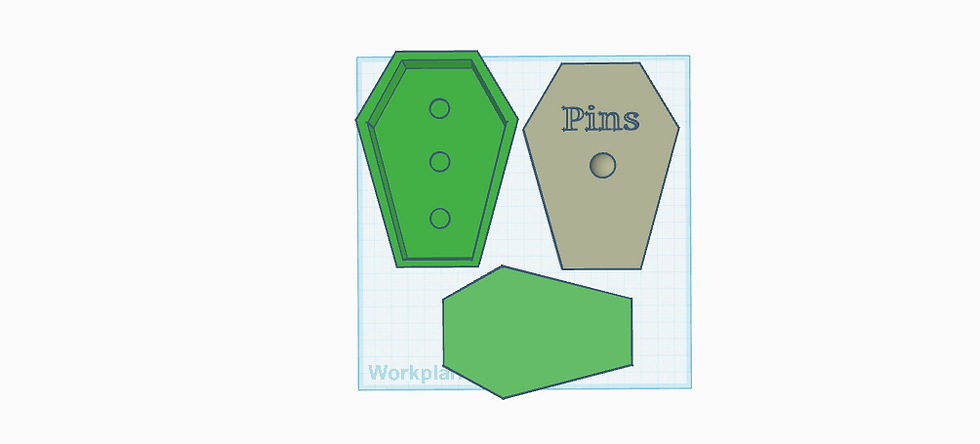 coffin shaped box with magnets for sewing pins