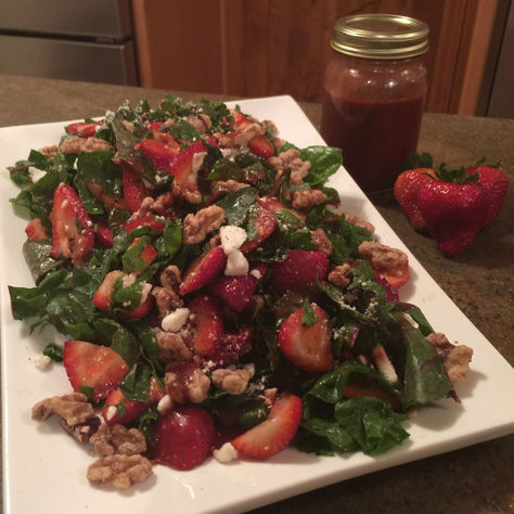 Strawberry, Swiss Chard Salad with Strawberry Balsamic Dressing