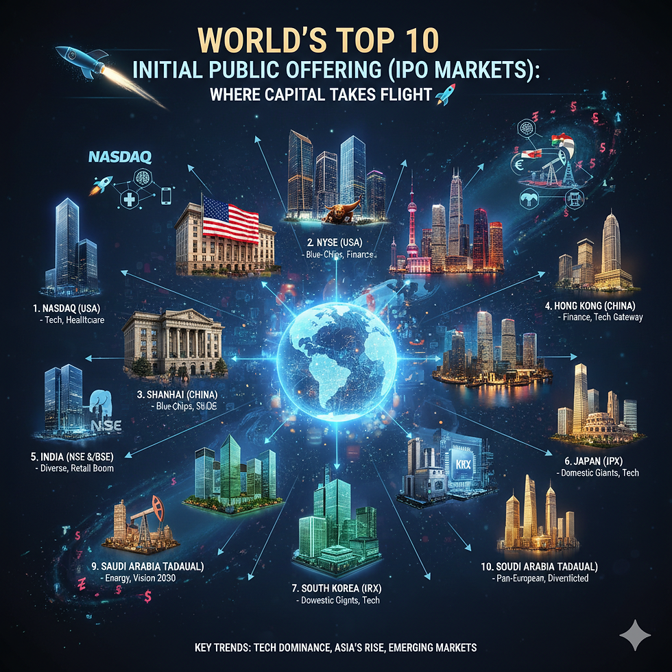 World's Top 10 Initial Public Offering (IPO) Markets: Where Capital Takes Flight 🚀| Gold House M&A