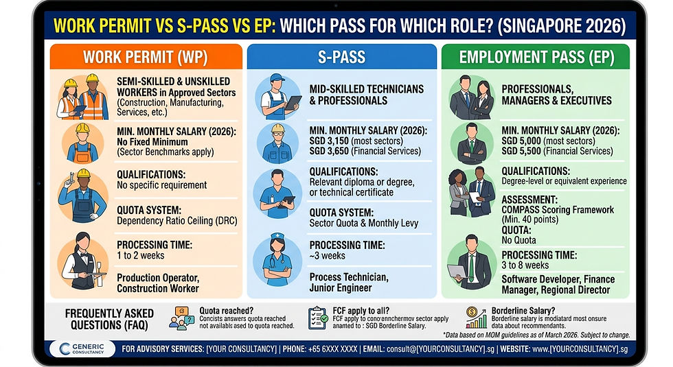 Work Permit vs S-Pass vs EP: Which Pass for Which Role? (Singapore 2026)