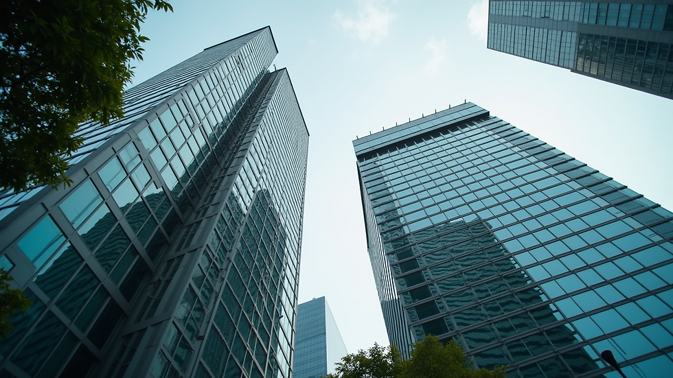 Eye-level view of a modern office building in Singapore
