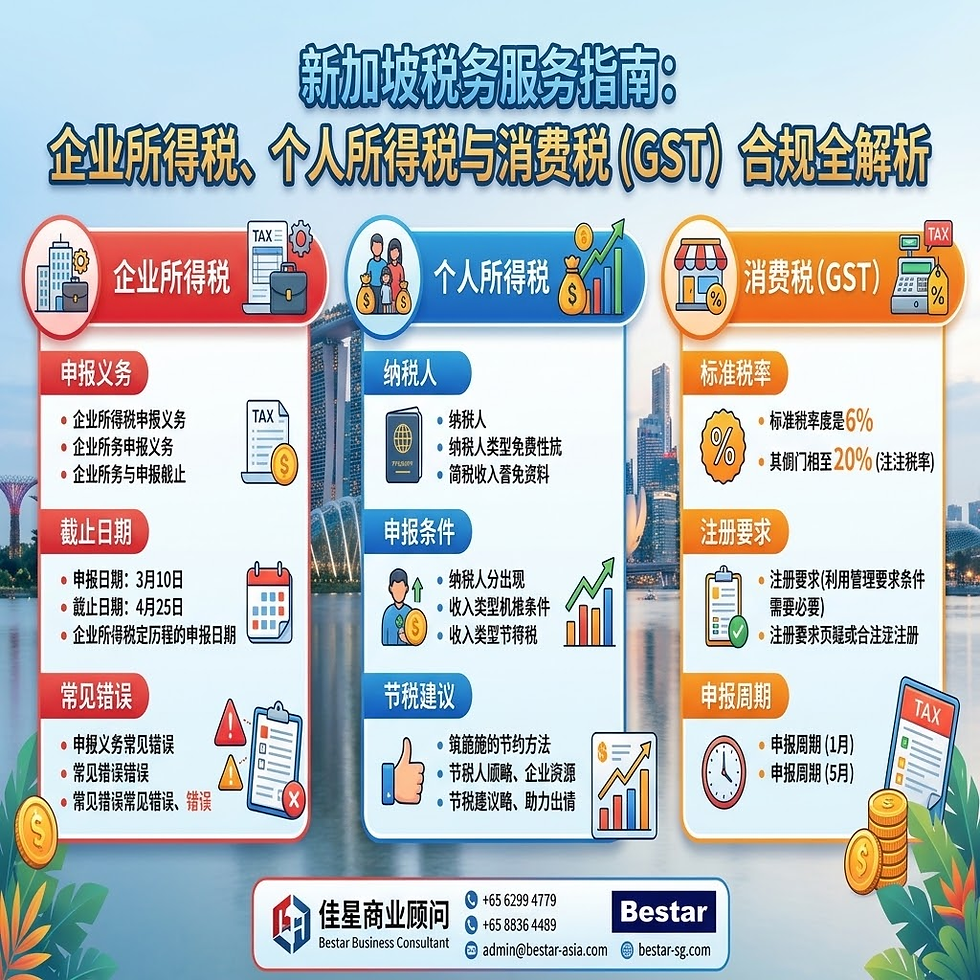 新加坡税务服务指南:企业所得税、个人所得税与消费税(GST)合规全解析 | Bestar