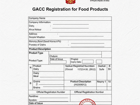 GACC Registration for Food Products