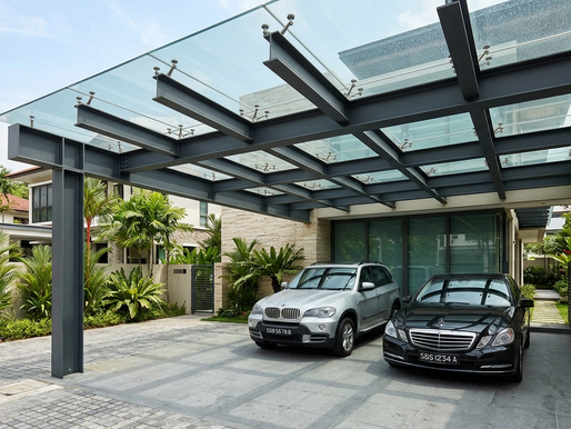 Grid-Patterned Metal Canopy Roofs