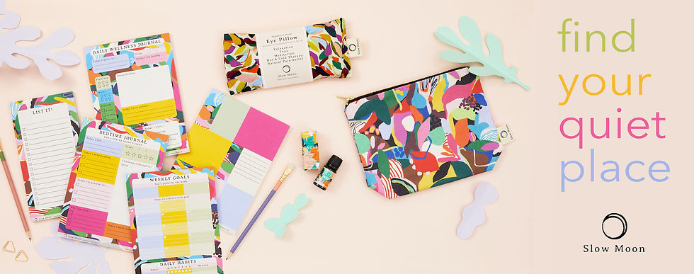 Shop at Slow Moon for perfect wellbeing and mindful gifts, sustainable, organic, bright, bold design, made in the UK