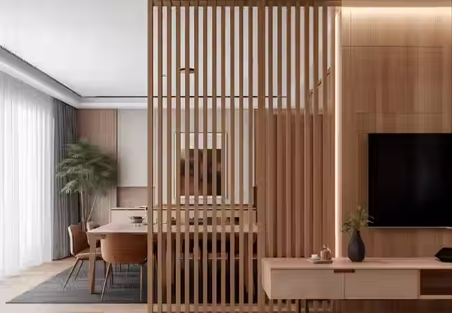 Wooden Japanese-inspired partition wall
