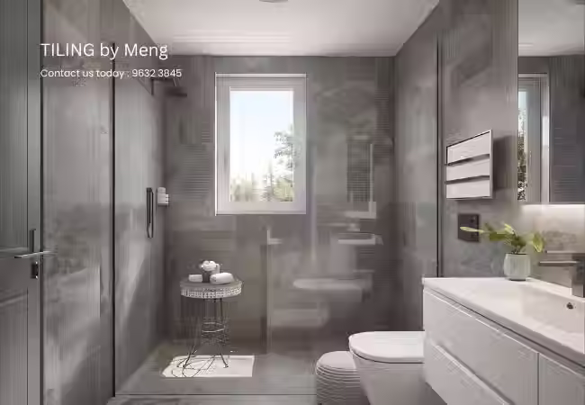 A minimalist modern grey bathroom