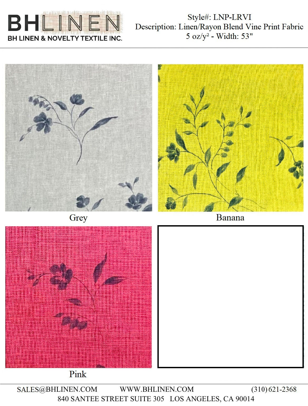 Linen/Rayon Blend Vine Print Fabric (LNP-LRVI)