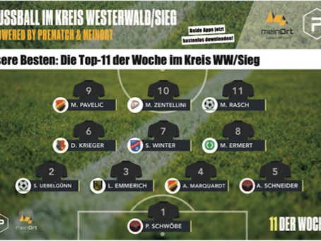 Die elf besten Spieler im Kreis Westerwald/Sieg - jetzt Top-11 des Wochenendes checken! 🔥