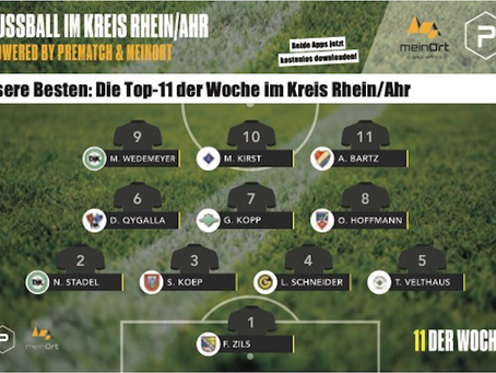 Die elf besten Spieler im Kreis Rhein/Ahr - jetzt Top-11 des Wochenendes checken! 🔥