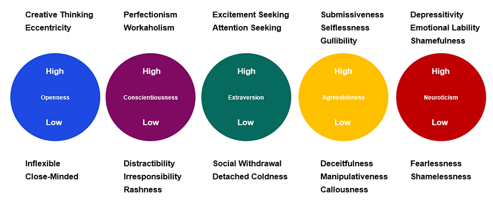 Psychology five factor model of personality or OCEAN model