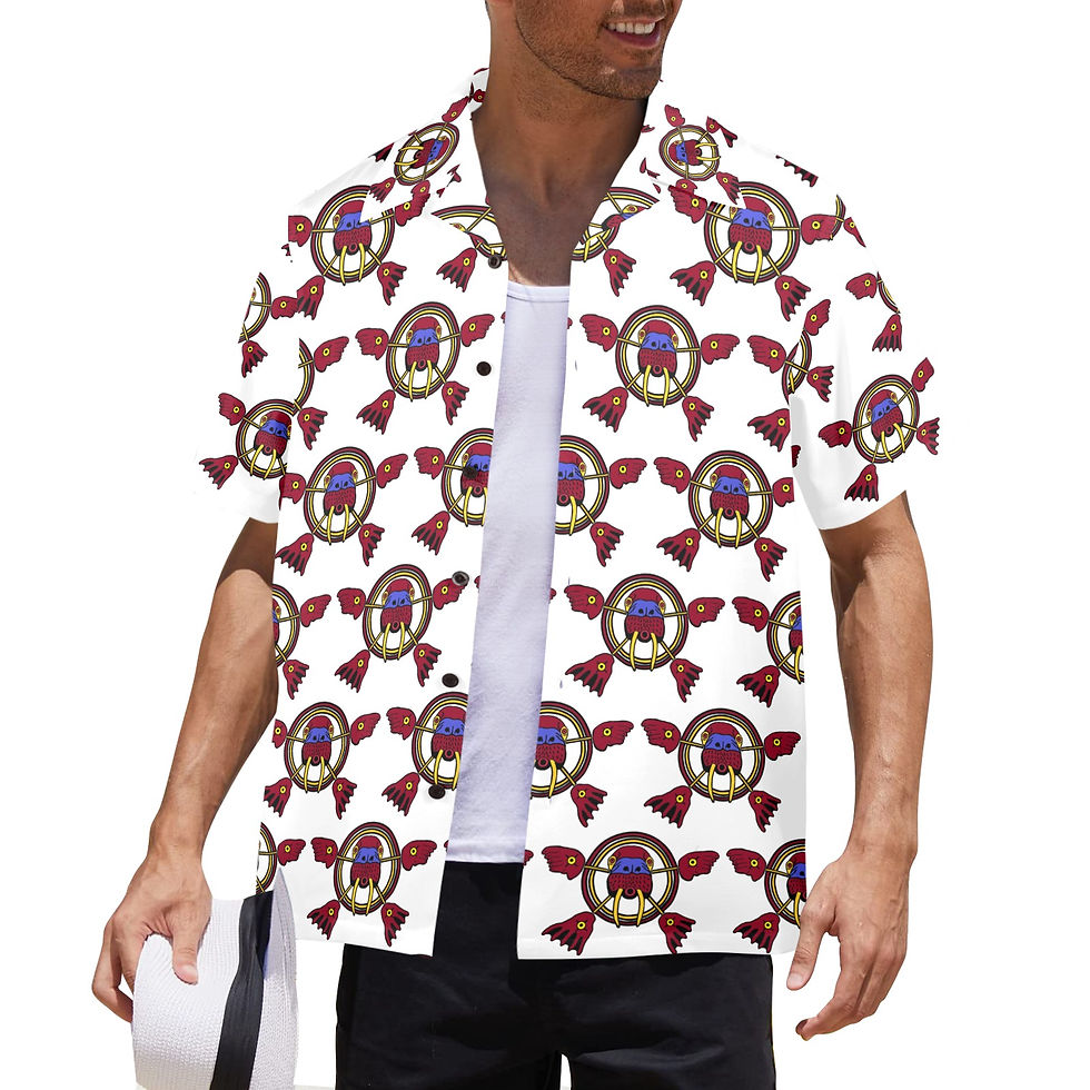 Walrus Face White Print Hawaiian Shirt