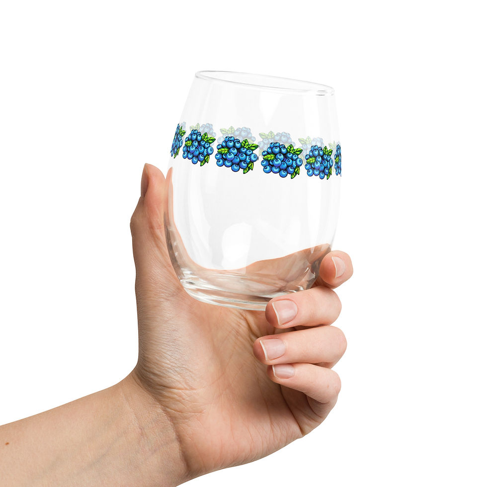 Blueberries Stemless Glass 15oz.