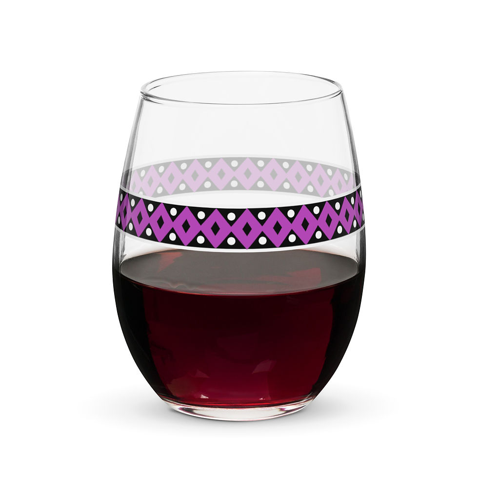 Stemless Purple Trim Glass 15oz.