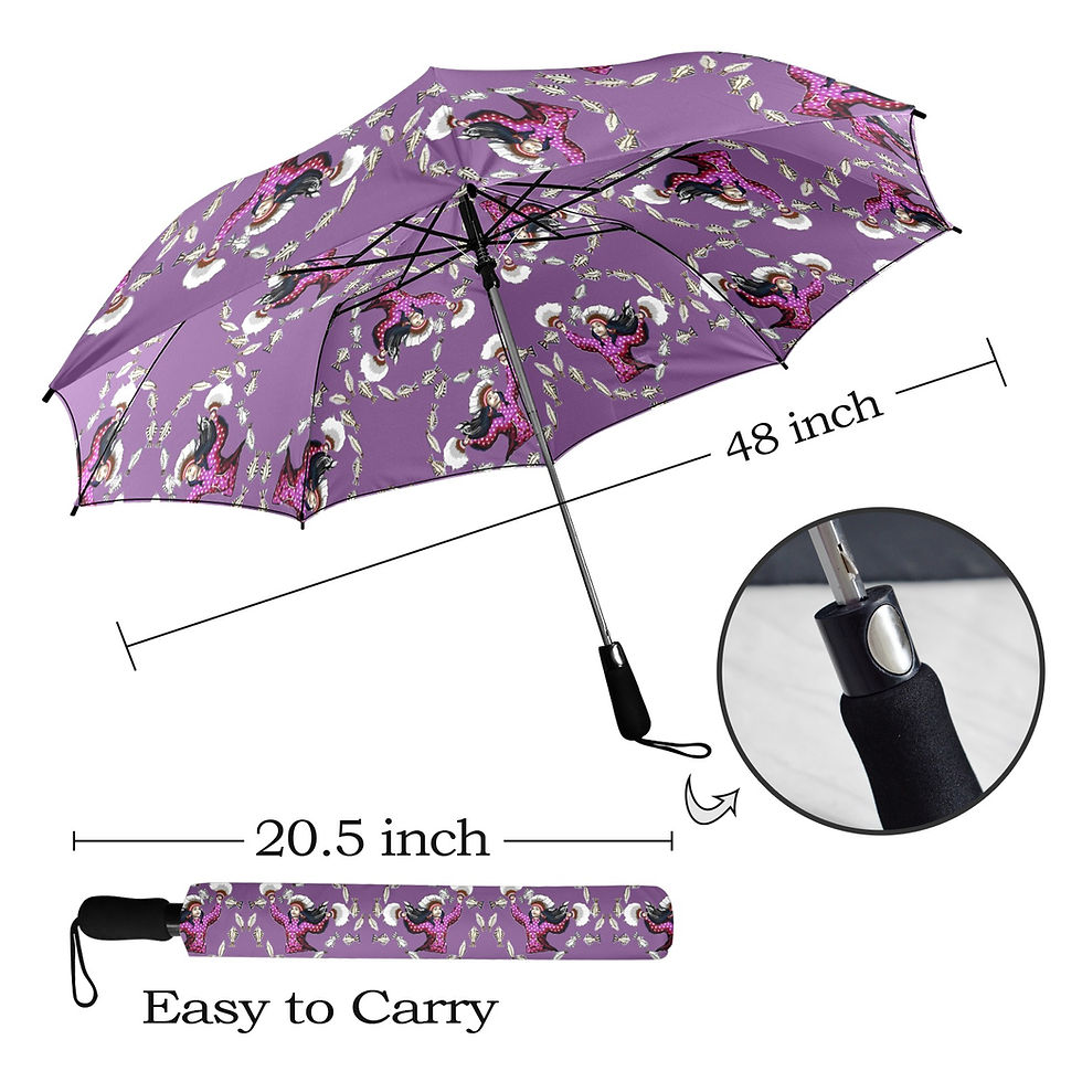 Salmon Girl Semi-Auto Fold Umbrella