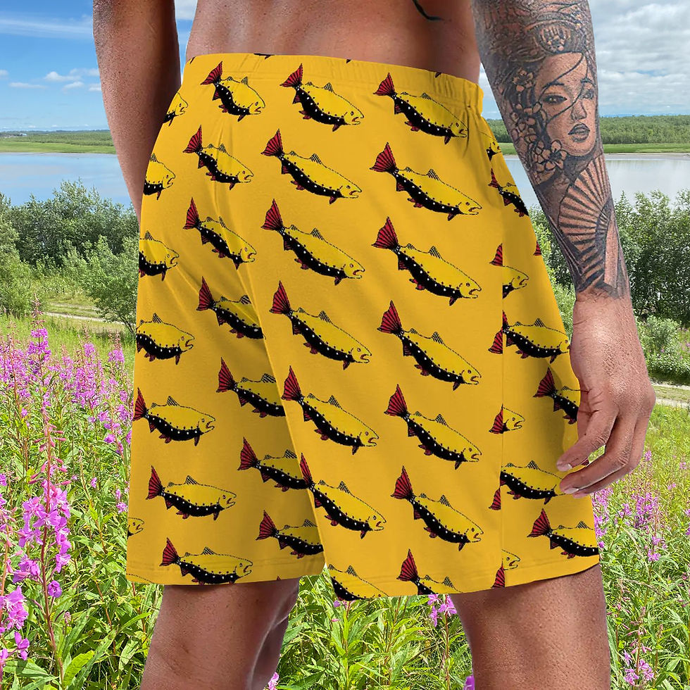 Men's Fish Graph Yellow Shorts