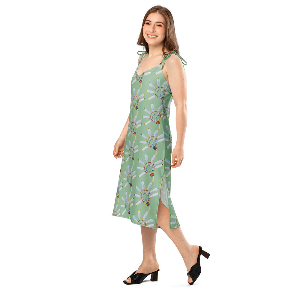 Dark Sea Green Tie-strap Midi Dress