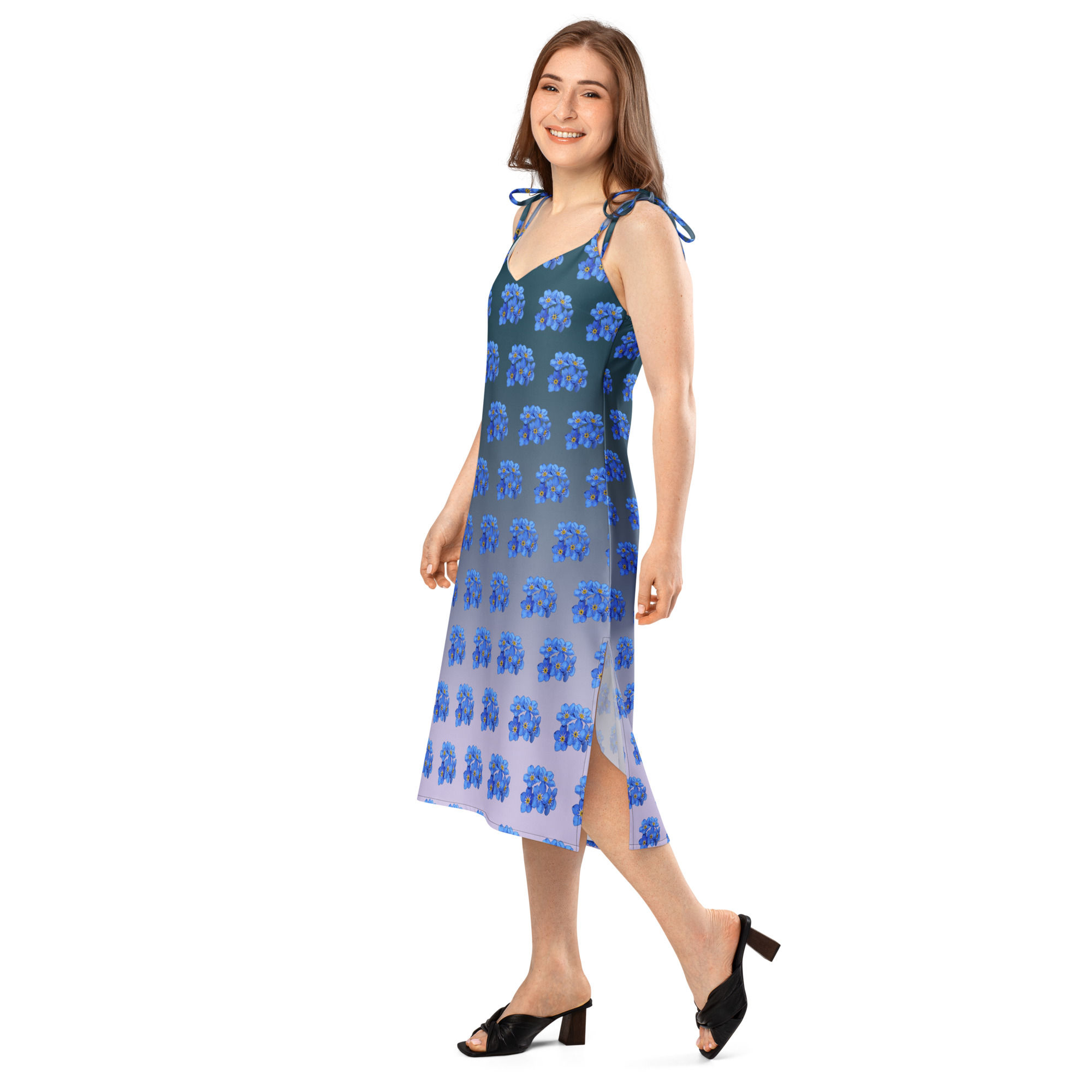 Gradient Tie-strap Midi Dress