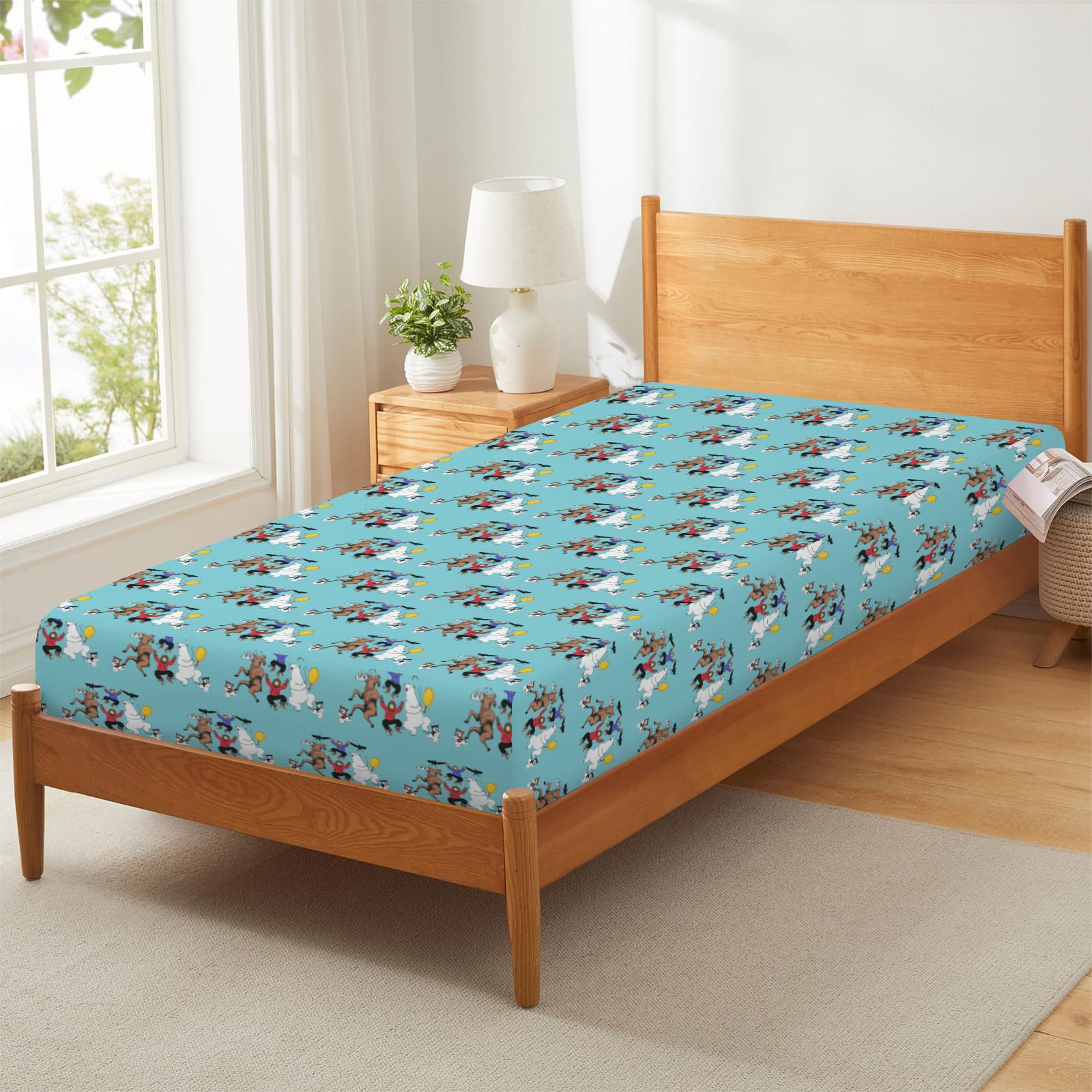 Tundra Party Twin Size Bedsheet
