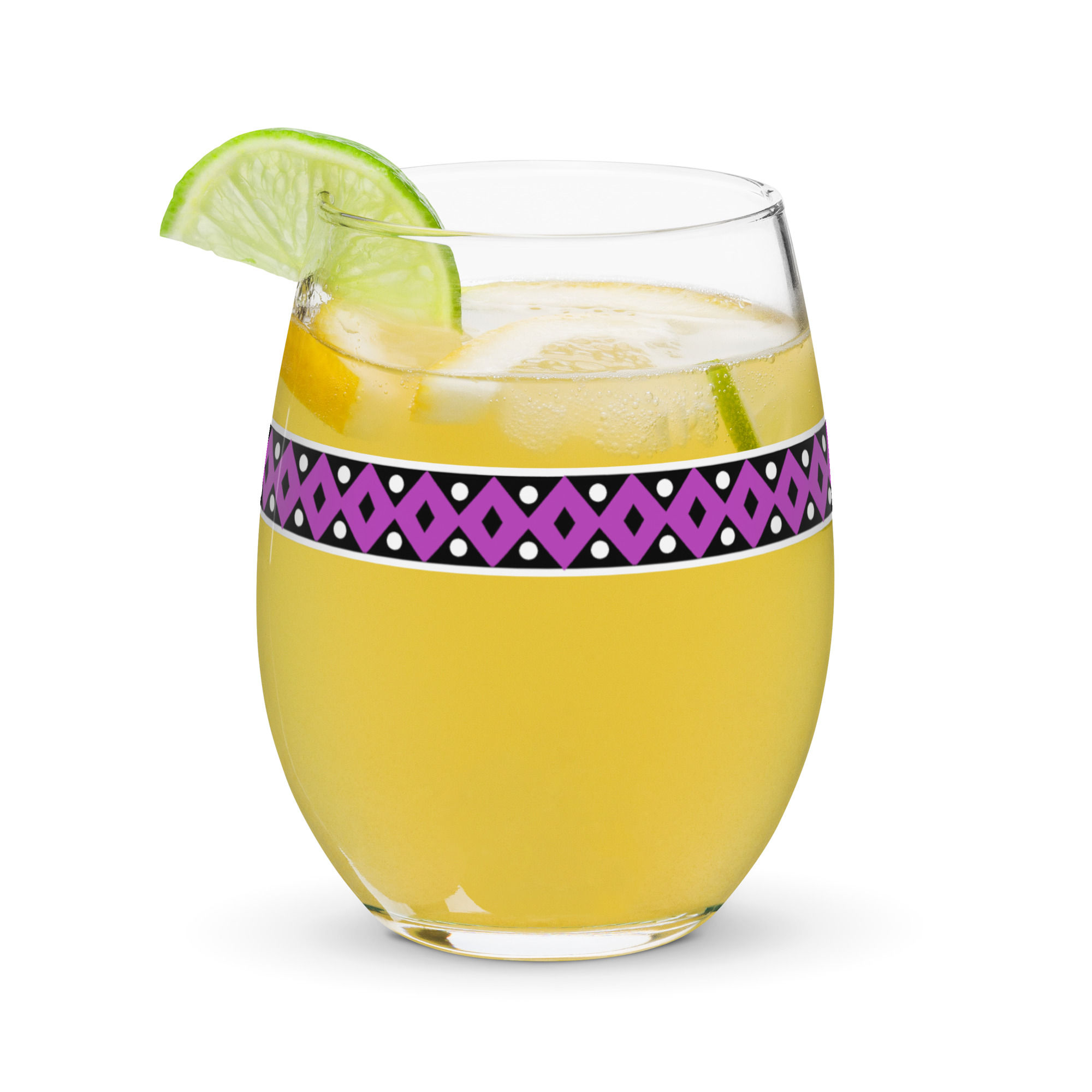 Purple Trim Stemless Glass 15oz.