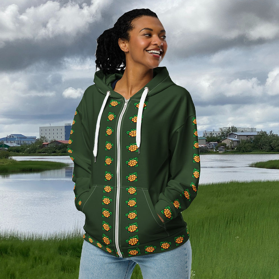 Salmonberry Front Patch Zip Hoodie