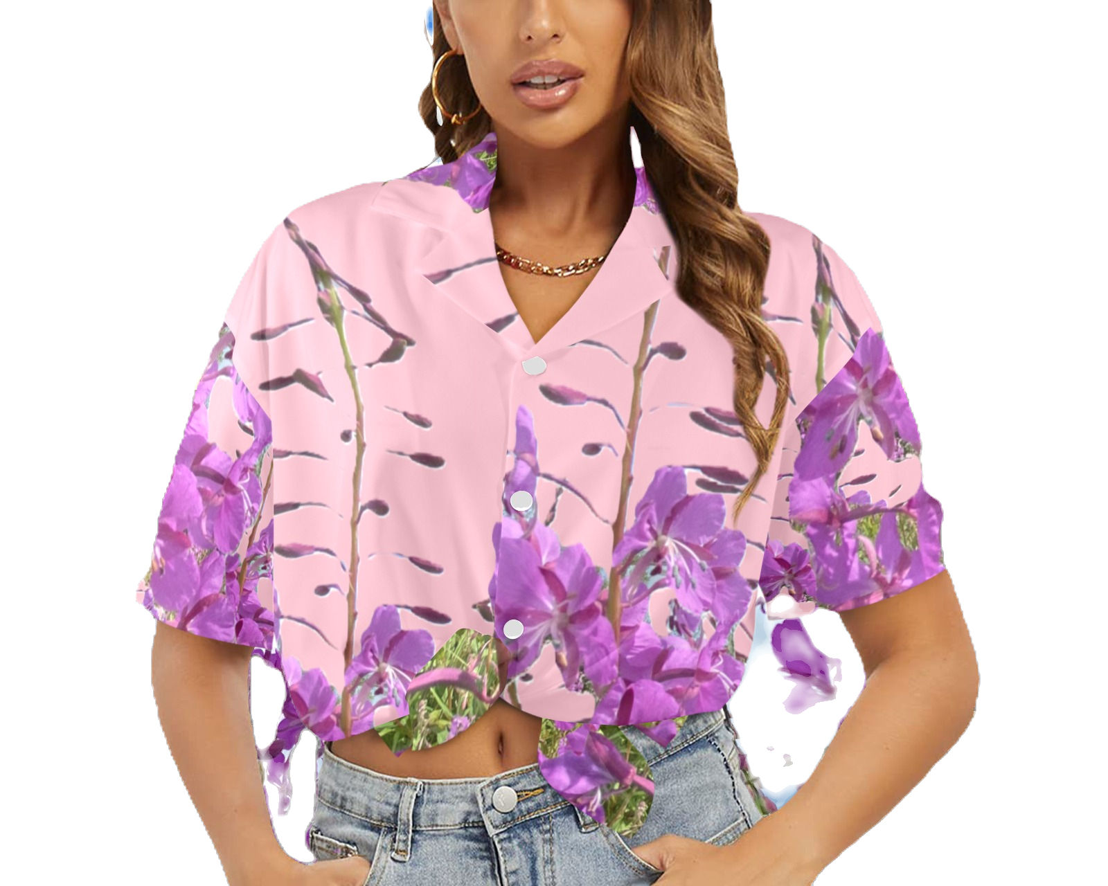 Pink Fireweed Women's Hawaiian Shirt
