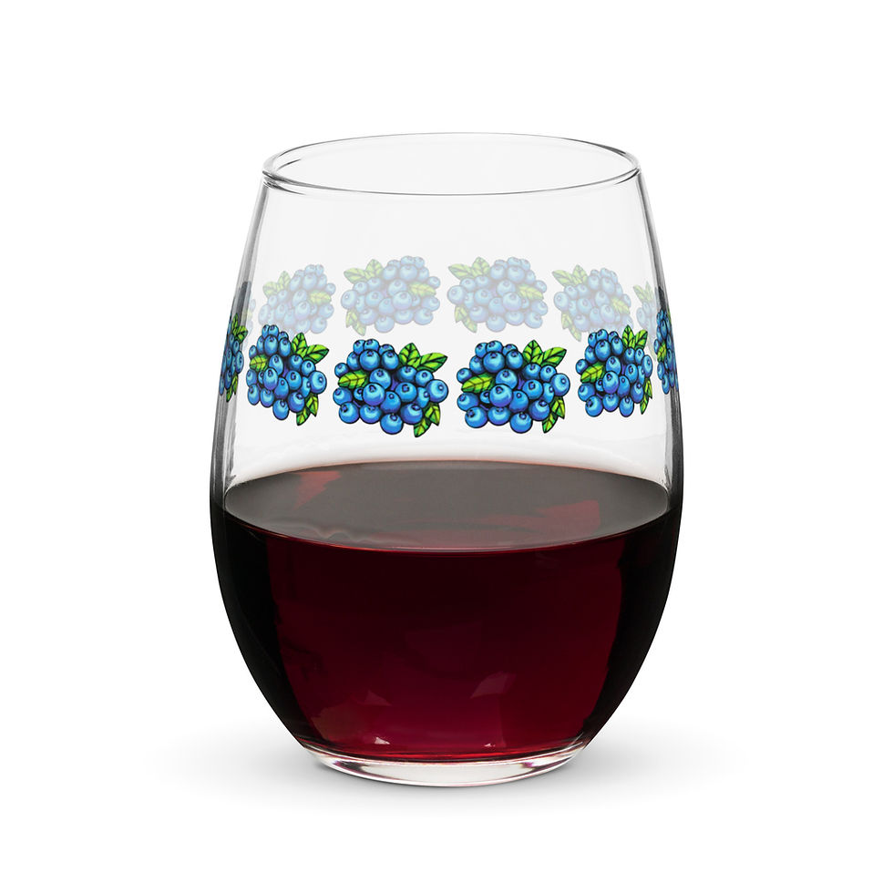 Blueberries Stemless Glass 15oz.