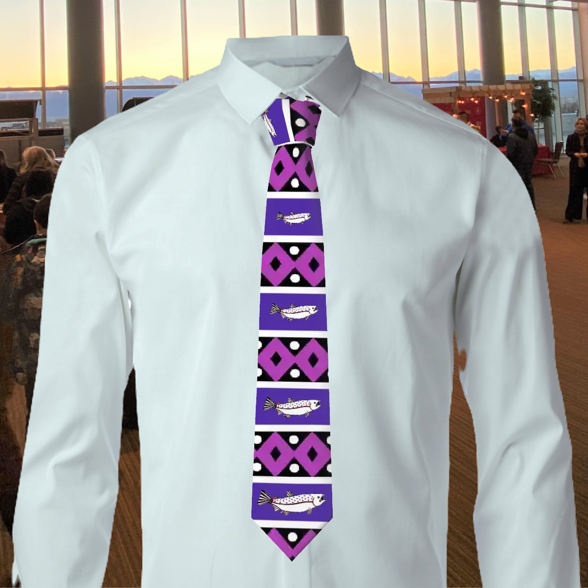 Purple Diamond Pattern Necktie