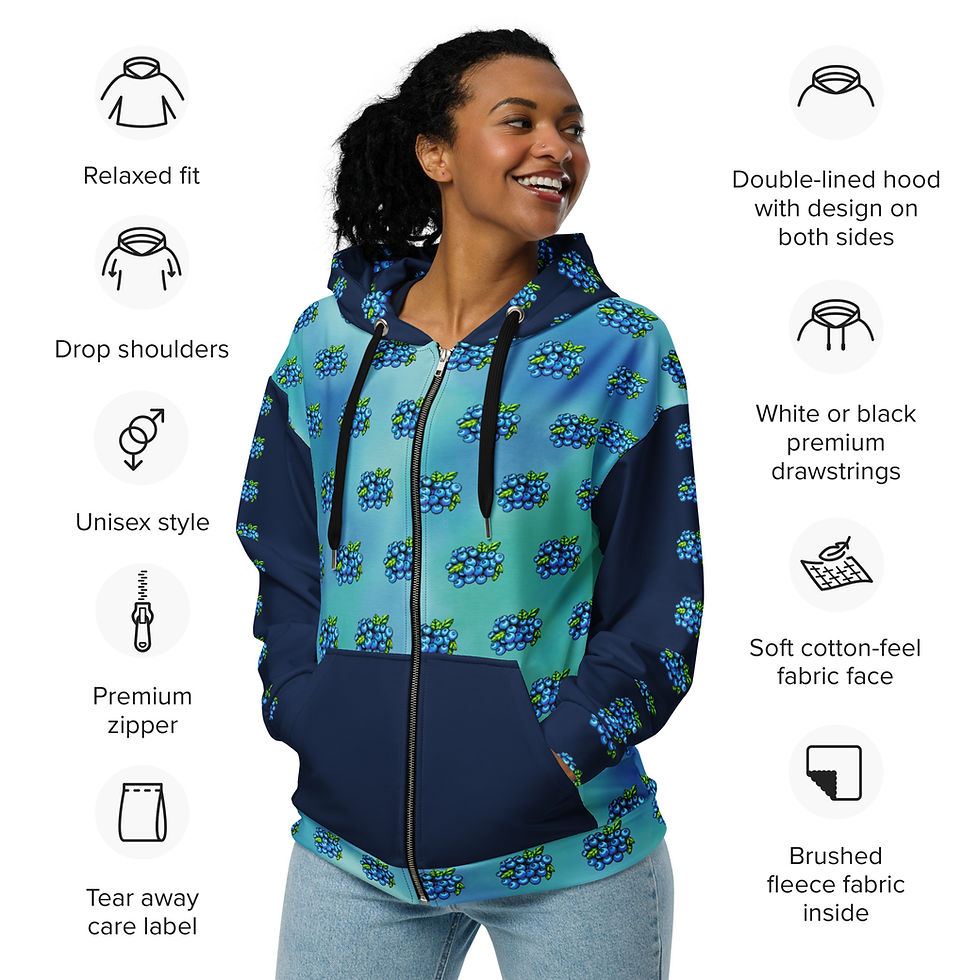 Thumbnail: Unisex Blueberry Zip Hoodie